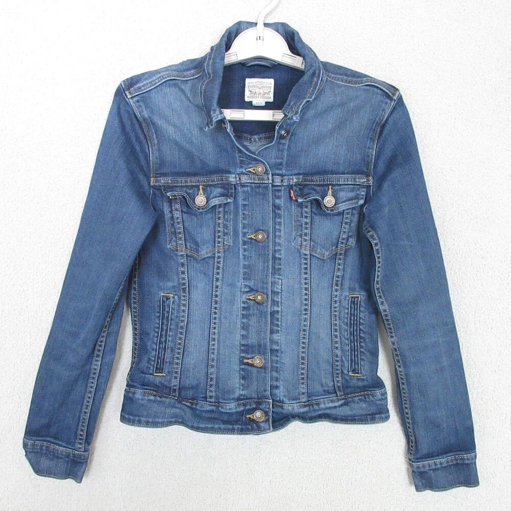Levi’s Strauss Women’s Denim Trucker Jacket Size S Blue Jean Button Front